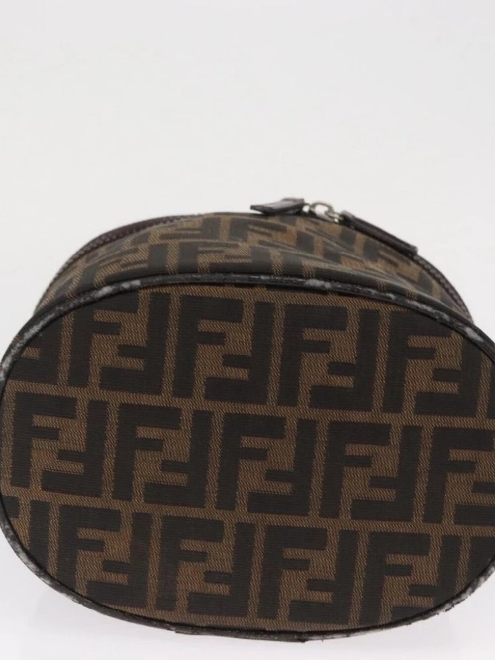 FENDI Zucca Canvas Vanity Pouch Black Brown Silver Auth - Picture 5 of 15